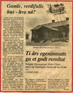 Newspaper clipping from 1983 about restoration at the farm